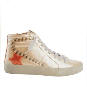 ShuShop Gold and Orange High-Top Sneakers